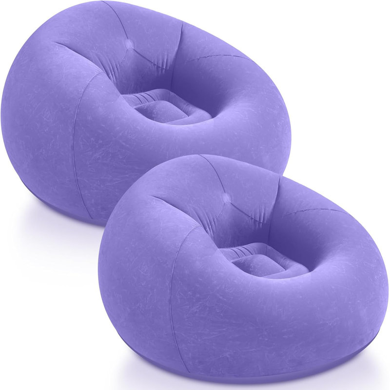 Fauteuil gonflable paresseux, fauteuil à billes pliable portatif (mauve clair, paquet de 2)