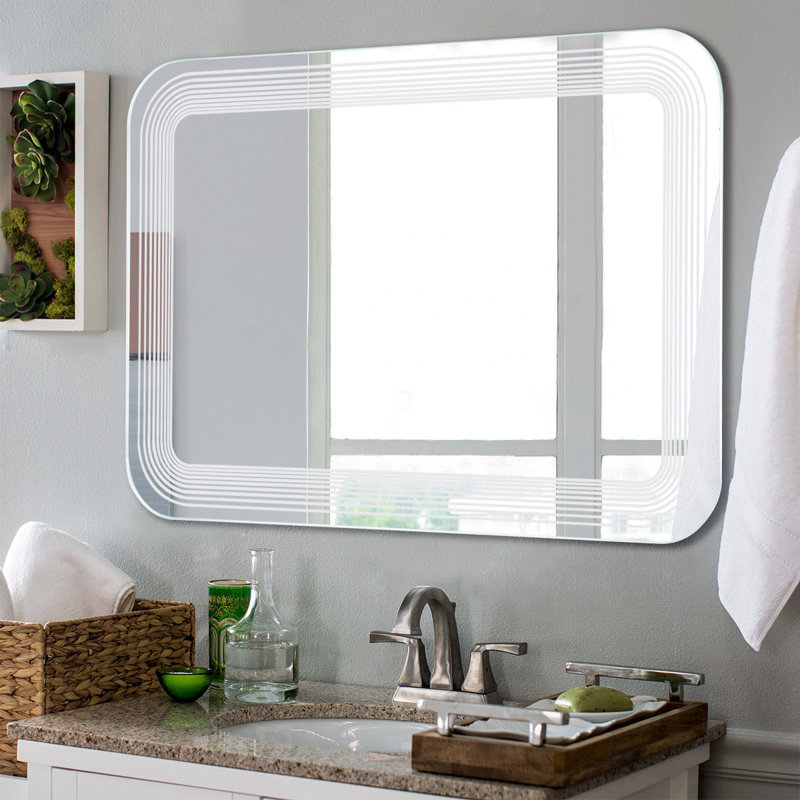 Miroir de meuble-lavabo lumineux biseauté Afon