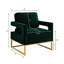 Élégant fauteuil en velours avec mousse haute densité et support en métal pour un confort élégant-1853643486