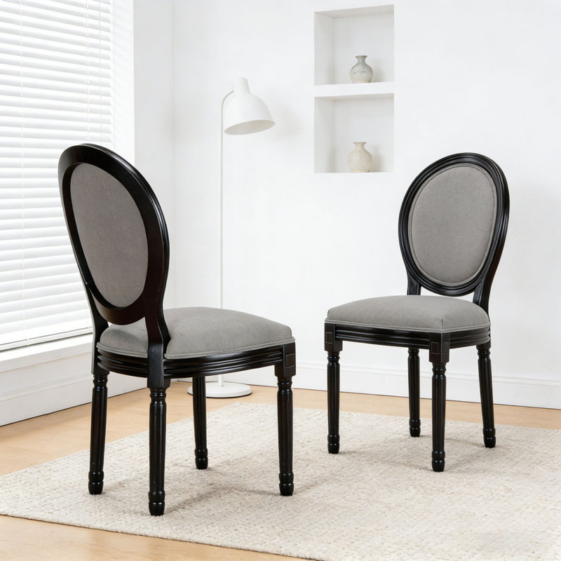 French Country Dining Chairs Set, Light Gray