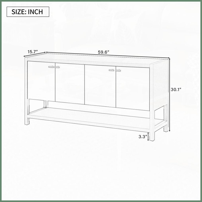 Table basse en U en MDF pour le salon et amp; Étude, rangement spacieux à 4 portes et amp; Assemblage facile, Noir