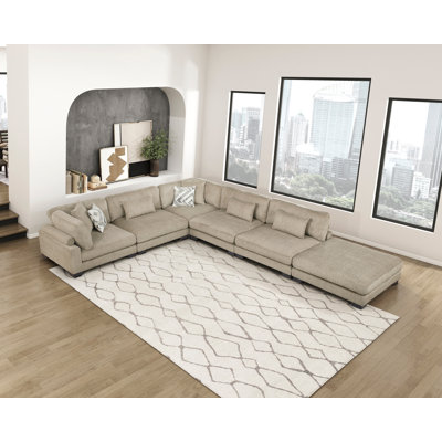 Canapé modulaire 6 pièces avec repose-pieds Hanna