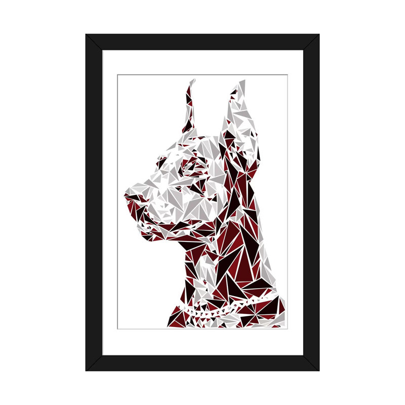 « doberman », impression sur toile, H 24 po x l 16 po x P 1 po, Papier d'art encadré noir, Blanc