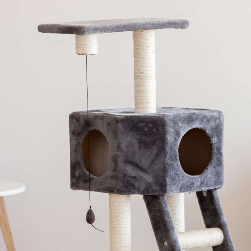 Gray and Beige Sisal 3-Tier Plush Cat Tree