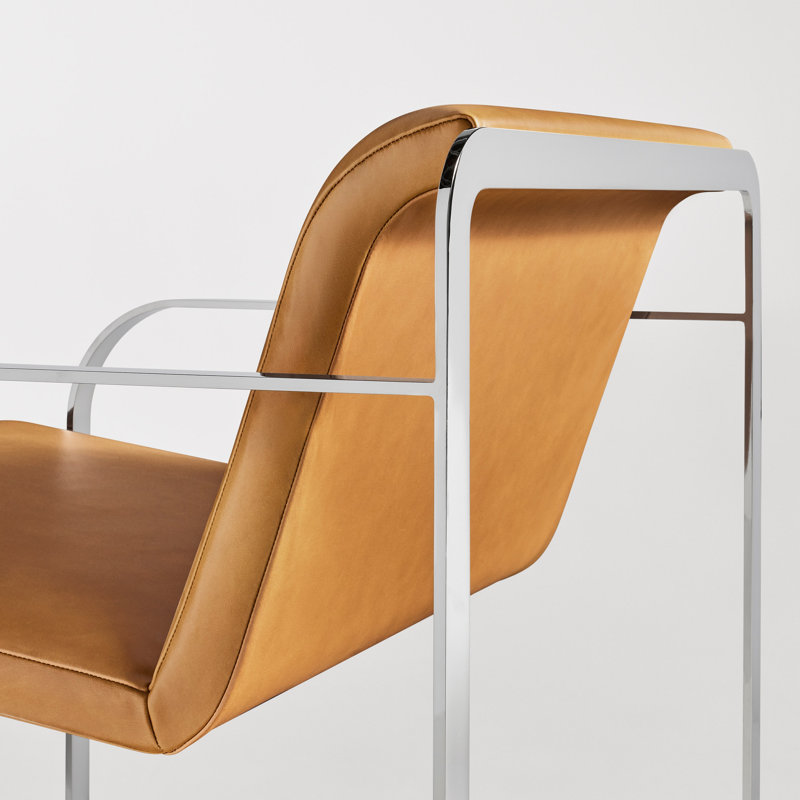 Skald Lounge Chair, Canyon Genuine Leather, Polished Chrome