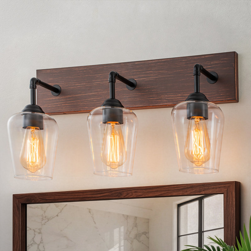 3-light Dimmable Vanity Light With Clear Glass Shade