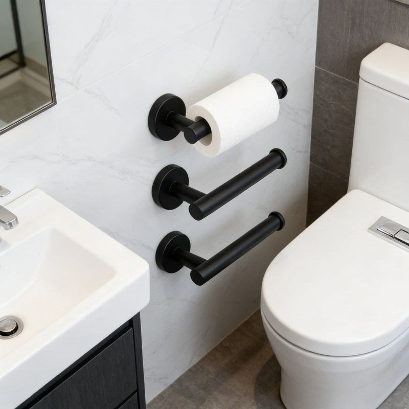 Porte-papier hygiénique mural en acier inoxydable de qualité supérieure, antirouille pour salle de bain et porte-rouleau de cuisine avec poignée sécurisée et installation réglable