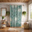 Rideau de douche standard 1 pièce bleu sarcelle et menthe à motif floral-789308683