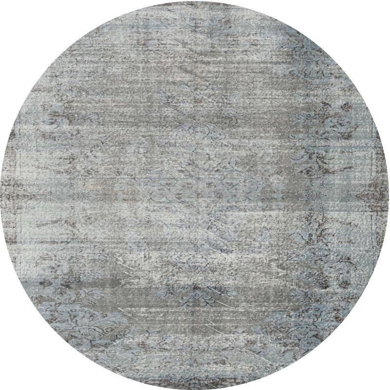 Tapis abstrait gris, Rond 5 pi