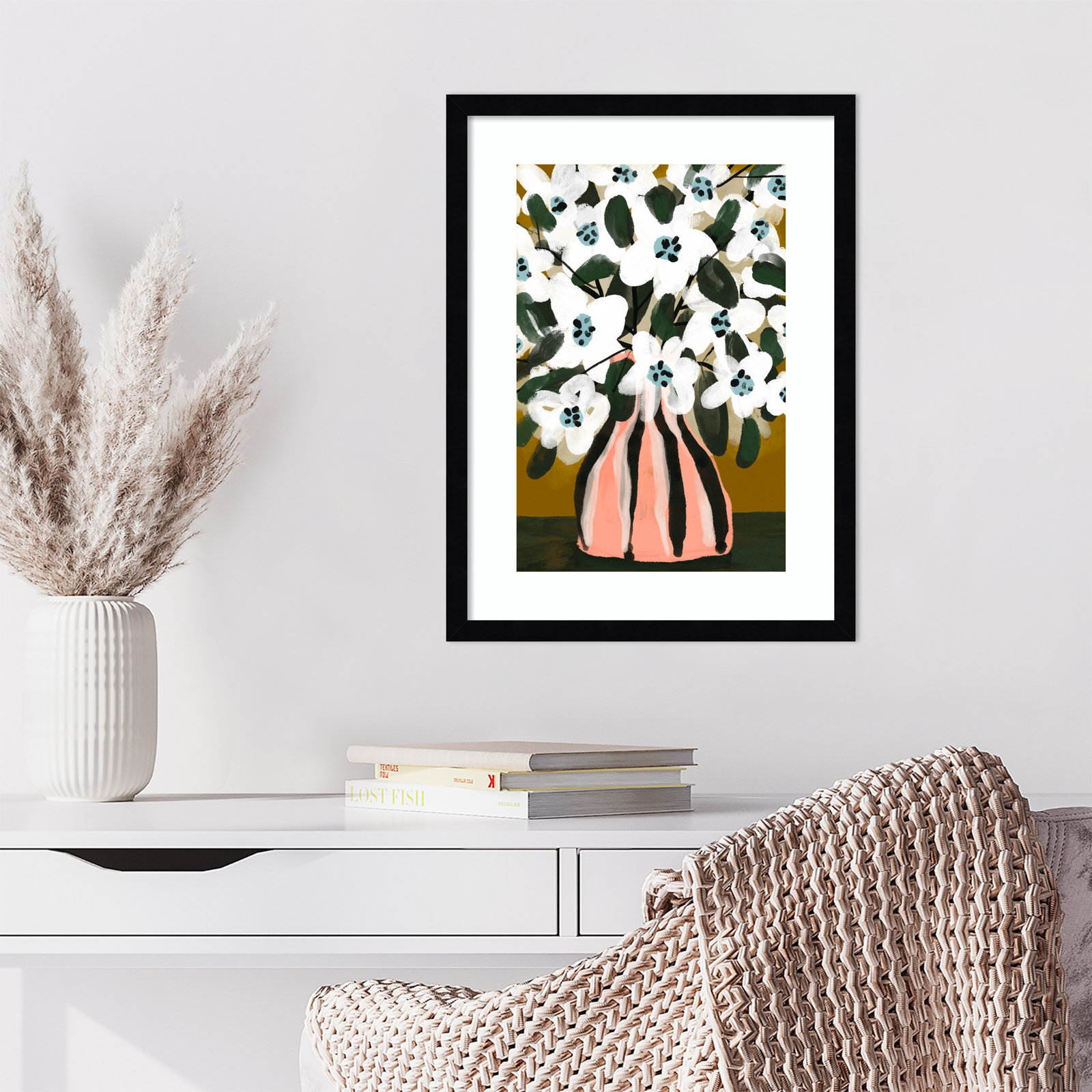 Galya "Pastel Flower Impression No. 9" Print, 21" H x 16" W, Black