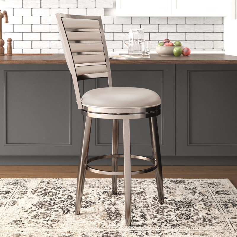 Chandace Swivel Upholstered Counter Stool with Metal Frame, Counter Stool (26" Seat Height), Ivory
