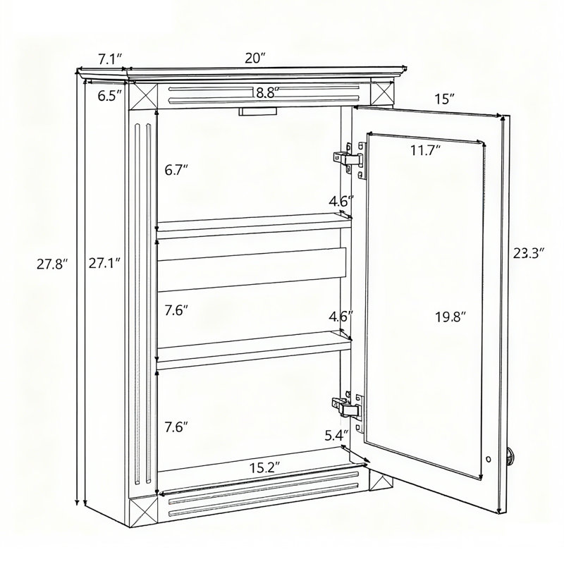 Armoire de rangement murale avec miroir, Noir