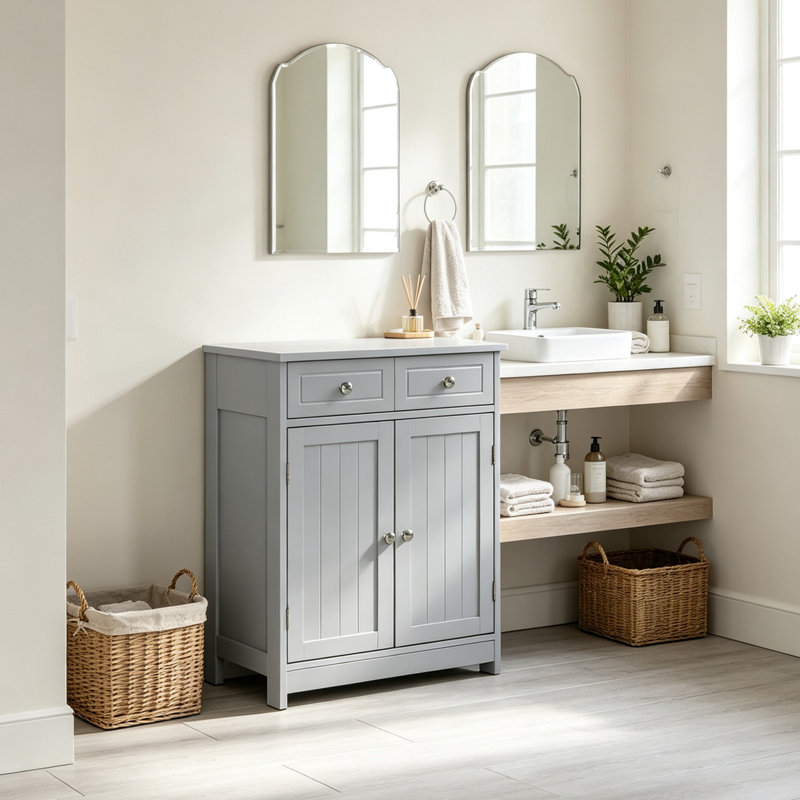 Freestanding Bathroom Shelves, Grey