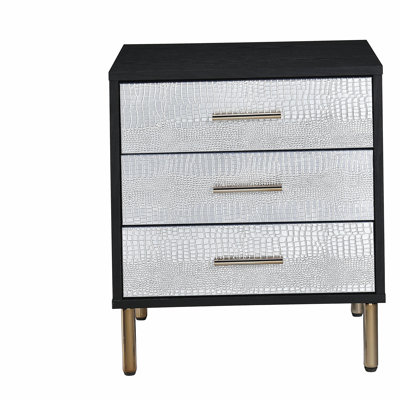 Myles Black, Silver & Gold Finish Nightstand