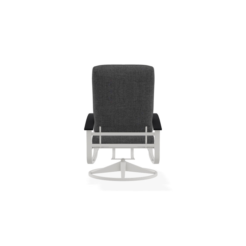 Belle Isle Outdoor Swivel Lounge Chair, Black P70, Cast Slate Sunbrella® Plainweave, Textured Snow