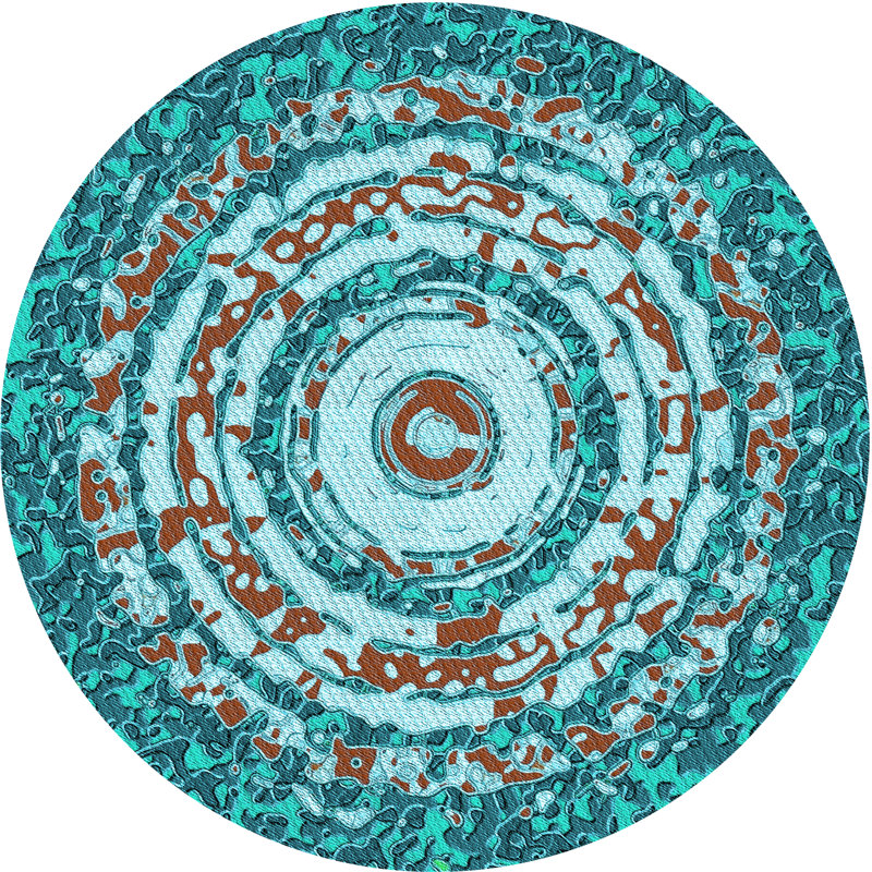 Tapis oriental bleu sarcelle, Rond 6 pi