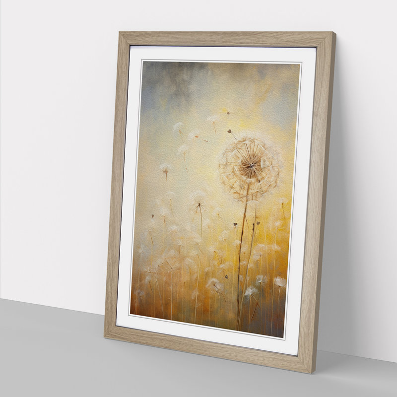Dandelion Contemporary No.2 - Single Picture Frame Print on Wood, Oak, 34" H x 25" W x 2" D