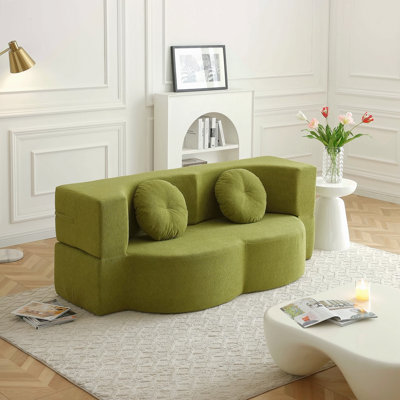 2-In-1 Folding Sofa Bed With Pillow, Twin Sleeper Sofa, Floor & Futon Loveseat Couch, Foam Folding Mattress Sleeper For Living Room, Guest Use, Office, Apartment, No Assembly Required