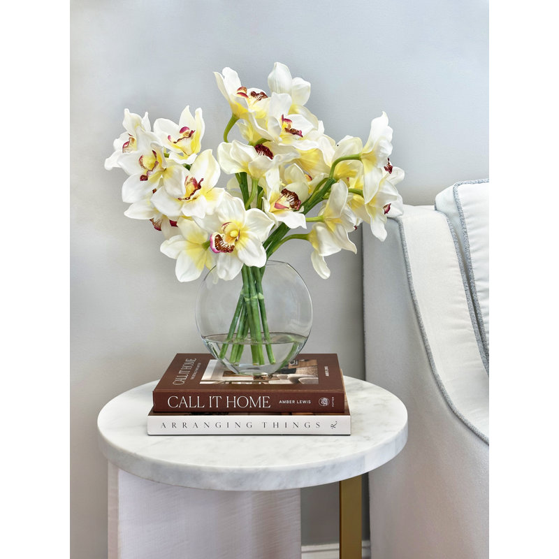 Orchid Arrangement in Mirrored Glass Vase
