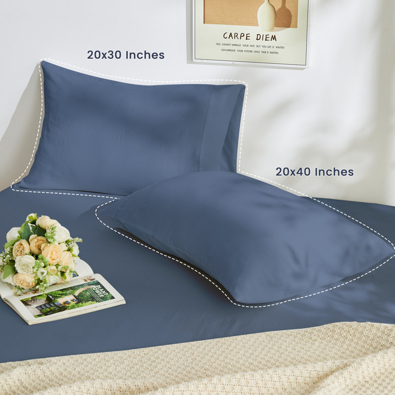 Soft Twill Microfiber Fabric Pillowcases Set, Queen Pillowcase, Navy