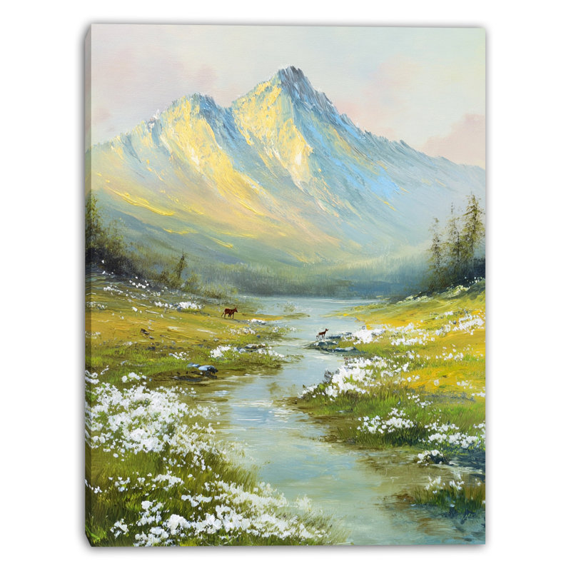 Art mural sur toile Alpine Stream Valley, H 36 po x l 24 po
