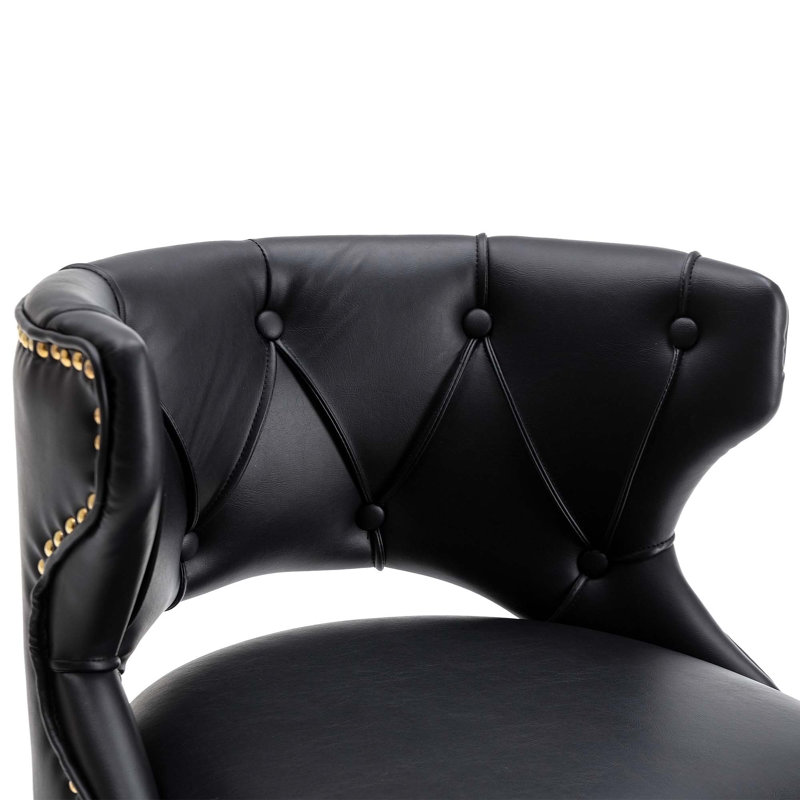 Tabouret de comptoir pivotant à hauteur réglable, Similicuir noir