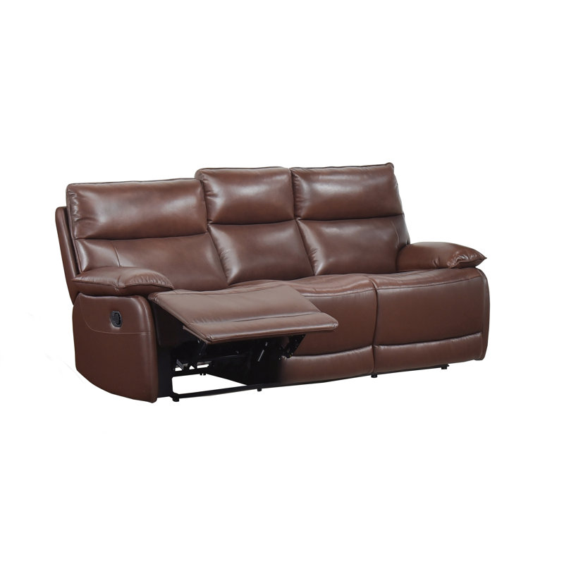 Canapé inclinable double, cuir brun et similicuir, Sofa