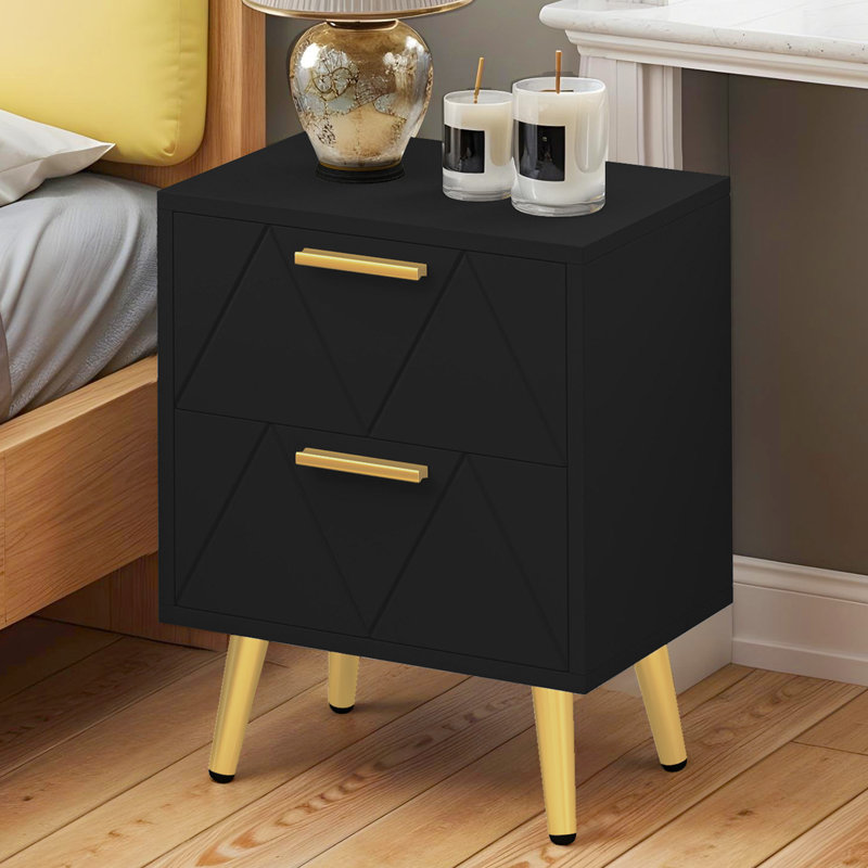 40cm W Bedside Table Set of 2, Black