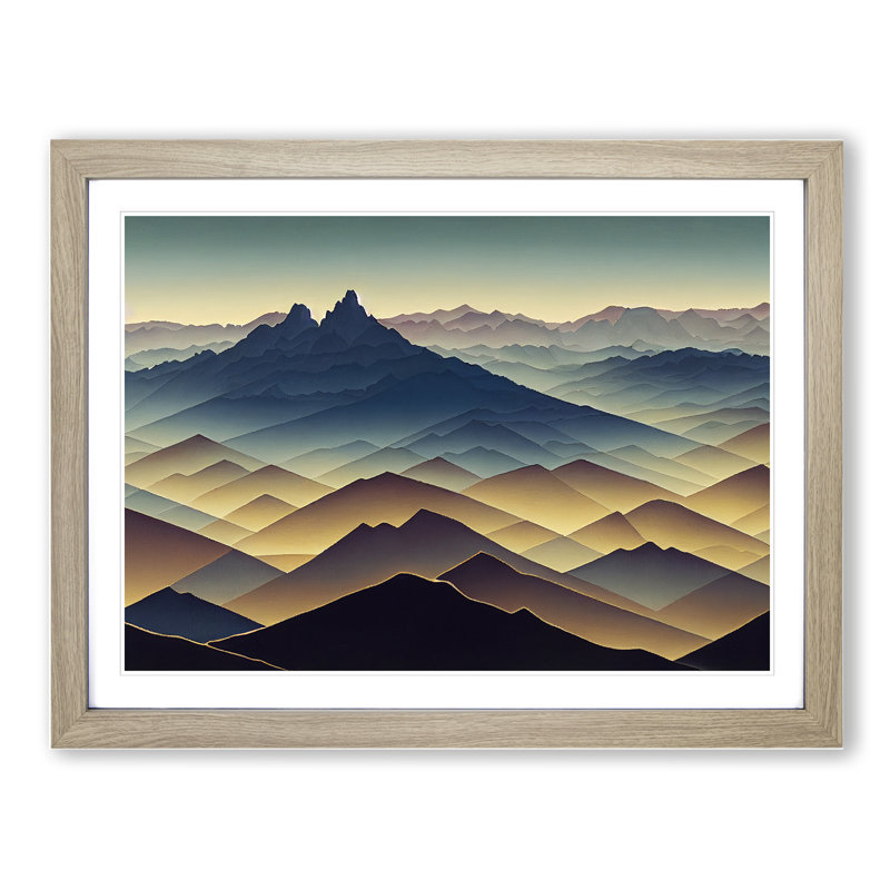 Wholesome Mountain Landscape - Framed Print, 25cm H x 34cm W x 2cm D, Oak Framed