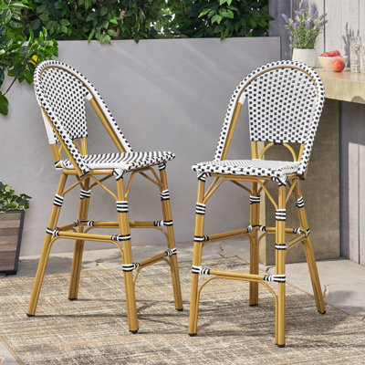 29.5" Outdoor French In White And Black, Pe , Aluminum Frame With Finish, 2 Person Seating Setup , Black Look, Ideal For Relaxation