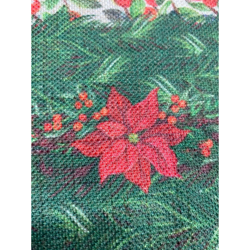 Nappe à motif poinsettia et houx, l 55 po x L 86 po