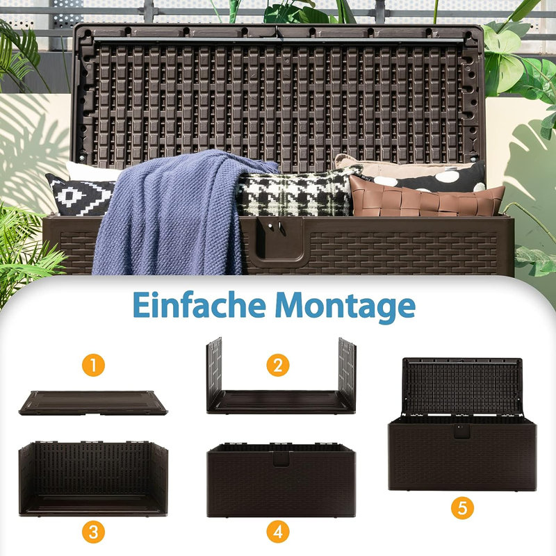 17 Stories Mehebbet 127cm W 83L Water Resistant Lockable Deck Box in Brown