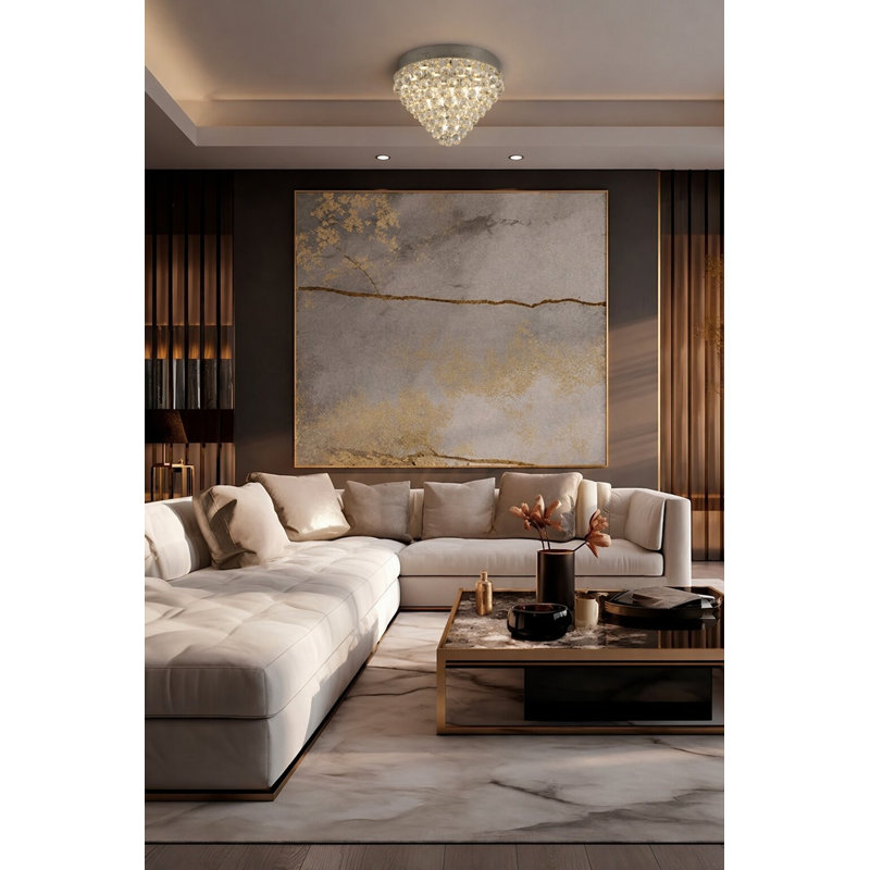 Plafonnier encastré en cristal 9 lumières Transitional, Chrome