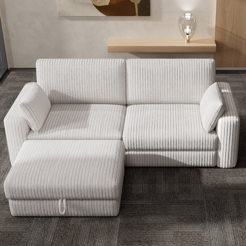 Extra Large Modular Sectional Sofa With Luxurious Corduroy Upholstery, Modern Oversized Loveseat With Deep Seat Ottoman, Tool-Free Assembly