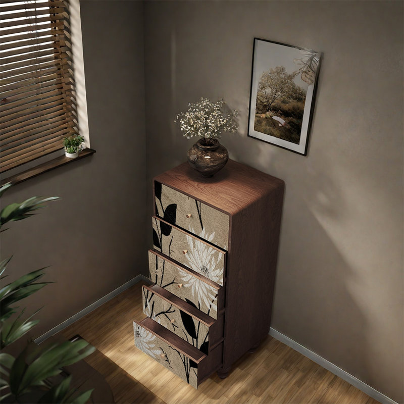 Armoire multi-tiroirs avec structure en bois de frêne, Noyer