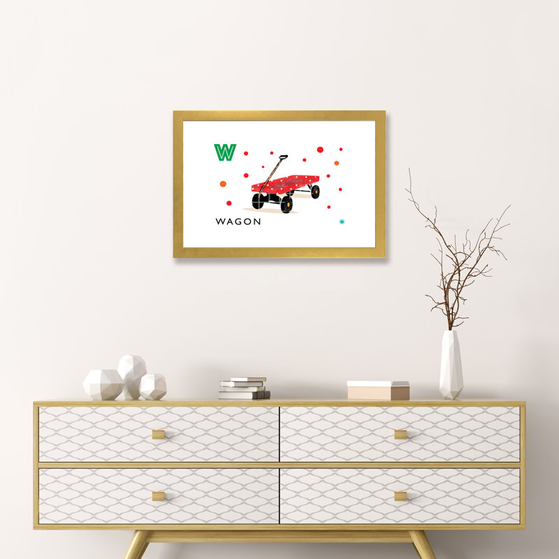 «W Is for Wagon» - impression, Papier encadré doré, Blanc, H 16 po x l 24 po x P 1 po