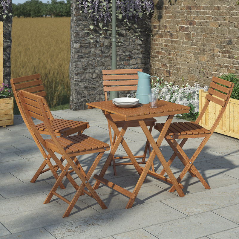 Alameda 4 - Person Acacia Wood Patio Dining Set with Rectangular Table , Cushions Included