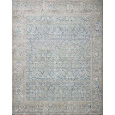 Tapis oriental bleu / crème Vache