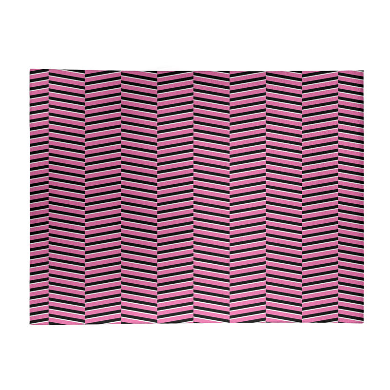 Tapis noir/rose à rayures détachées, Rectangle 8 pi x 10 pi