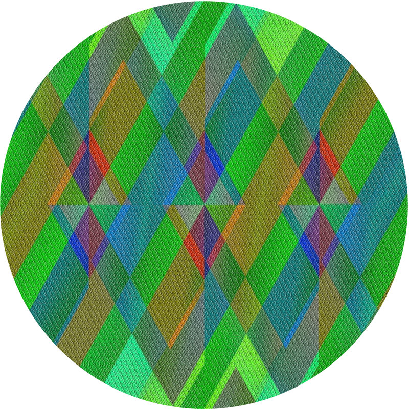 Tapis vert/bleu tissé à la machine, Rond 3 pi