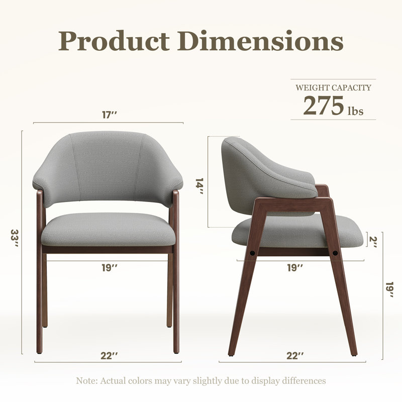 Modern Minimalist Linen Armchair, Solid Wood Legs – Perfect Dining/Office/Accent Chair, Gray