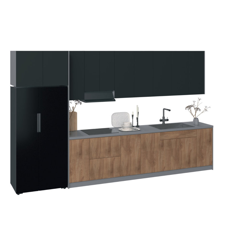 Ensemble d'armoires de cuisine en panneau de fibres à densité moyenne (MDF) H 96 po x l 157 po x P 24 po FK-Time