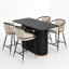 Ensemble de table de salle à manger à hauteur de comptoir 4 personnes Rochin avec tabourets rembourrés et structure en métal-128764747