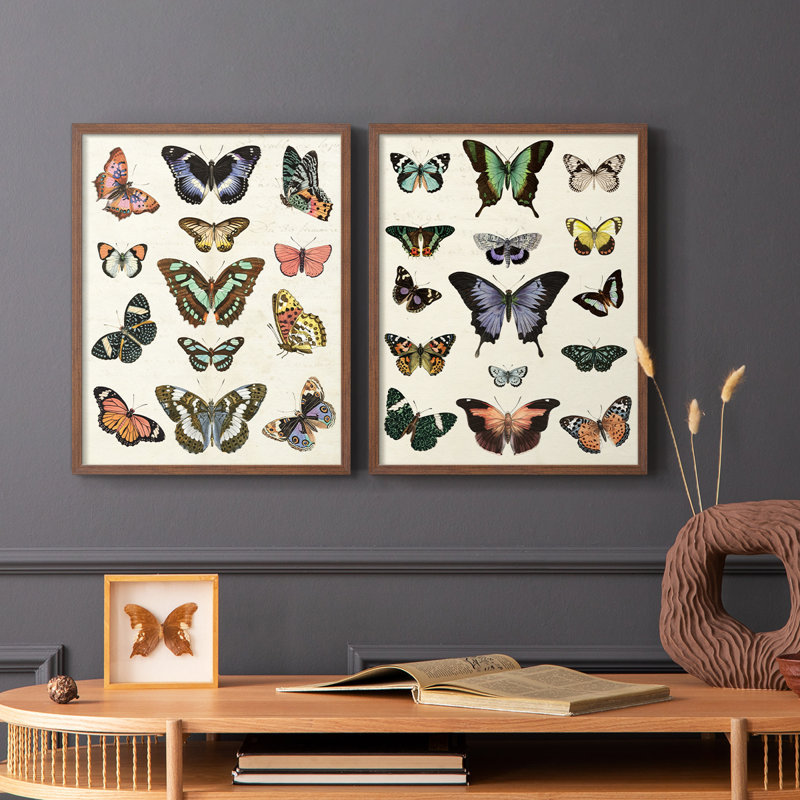 Impression encadrée Flutterbys I-Premium - prête à être accrochée - aucun clou requis - aucun clou requis, Noyer