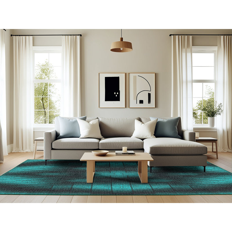 Tapis à motifs vert / noir, Rectangle 6 pi x 9 pi