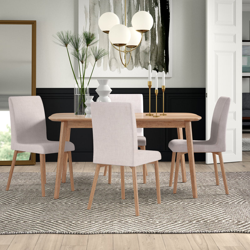 Ensemble repas pour 4 personnes Babala, Chêne naturel, Beige clair