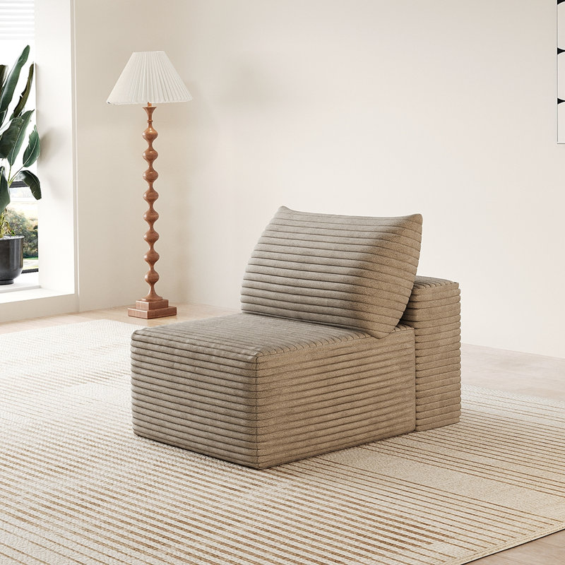 Velours côtelé monoplace, L 37,41 po, Velours côtelé chameau