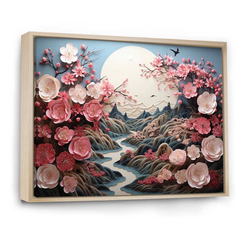 Art asiatique, élégance orientale V - impression, H 12 po x l 20 po x P 1 po, Cadre naturel flottant