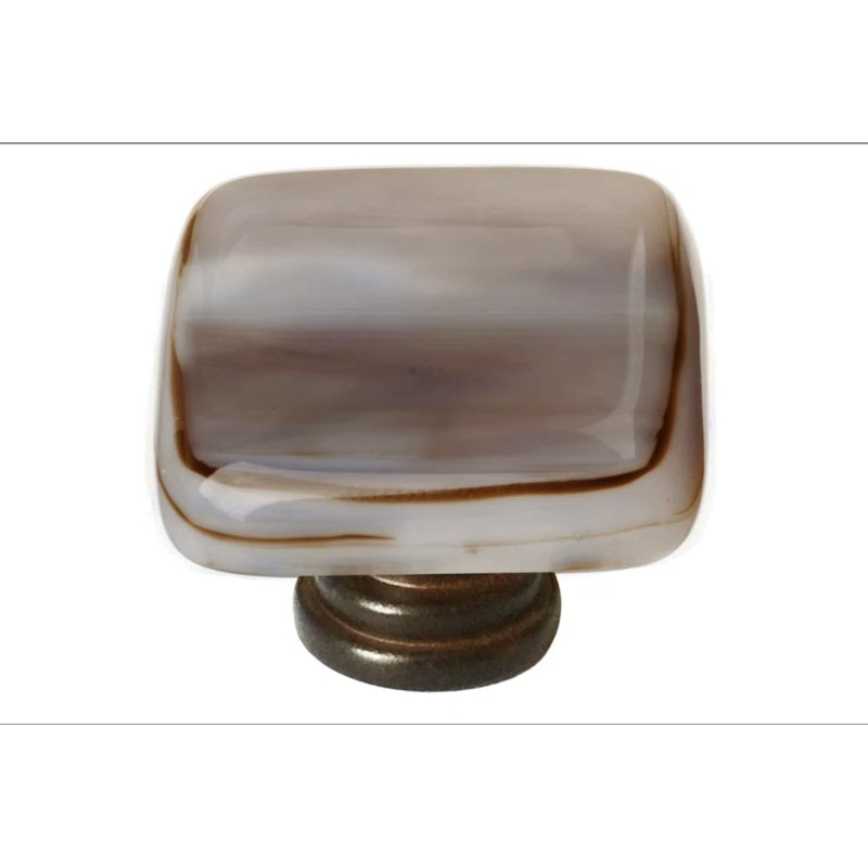 Cirrus Square Knob, Vanilla/White Mardi Gras, Oil Rubbed Bronze