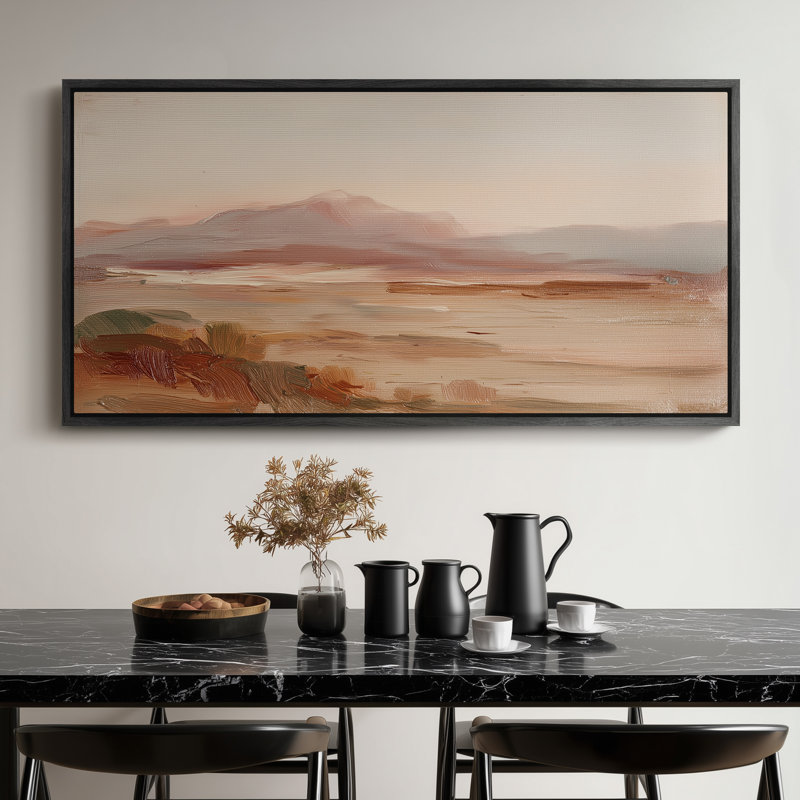 «Warm Desert Landscape Brushstroke», reproduction d'art sur toile, H 30 po x l 60 po, Noir